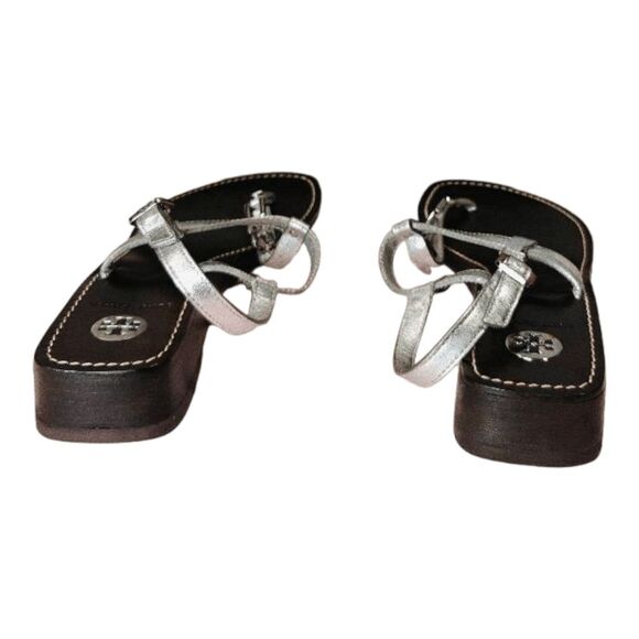 TORY BURCH Alani Chain Link T-Strap Wedge Sandal Size 9.5M - Picture 6 of 9